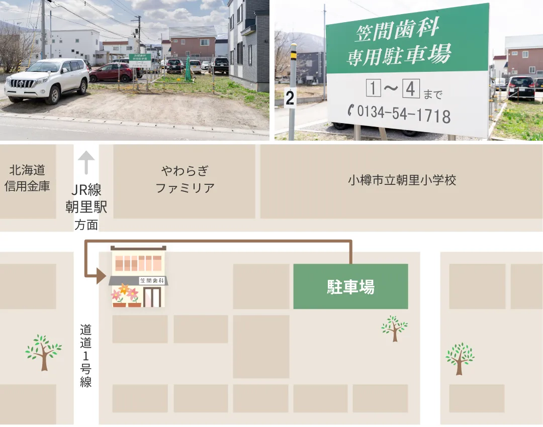 車の駐車場と路線図